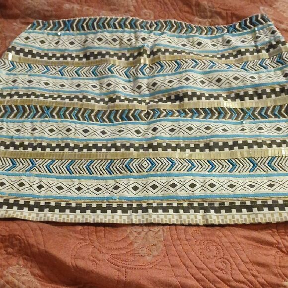 Patterned Blue and Brown Women's Skirt - Picture 1 of 4